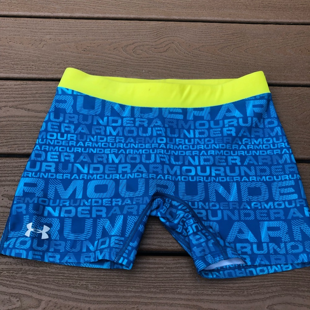 Under Armour blue&yellow compression shorts